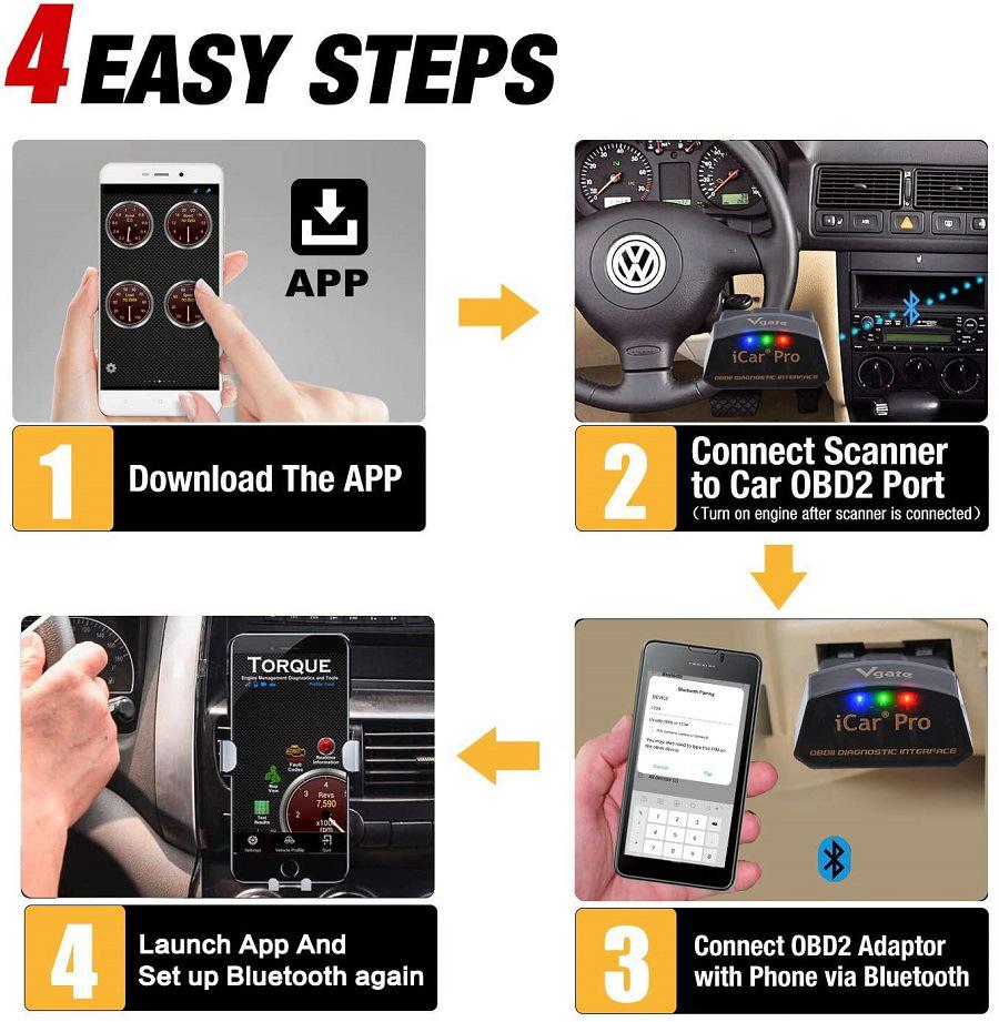 Vgate iCar Pro OBDII 4.0 Bluetooth Car Fault Detector for Apple & Android