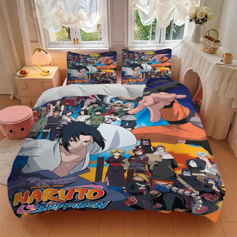 Naruto'S Epic Journey Print 3Pcs Bedding Setduvet Cover With 2 Bedropillowcase Home Birthday Gift