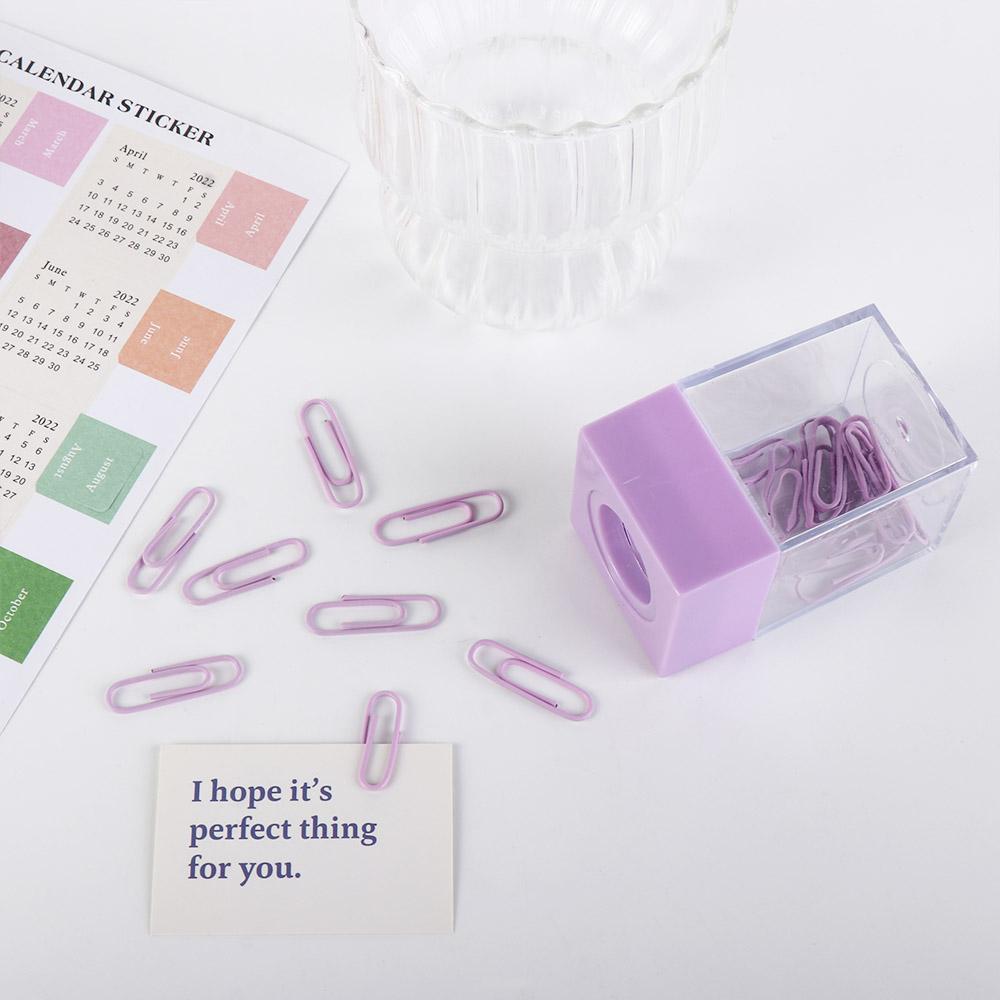 Macaron Transparent Desk Storage Magnetic Absorption Box Clips Dispenser Paperclip Holder