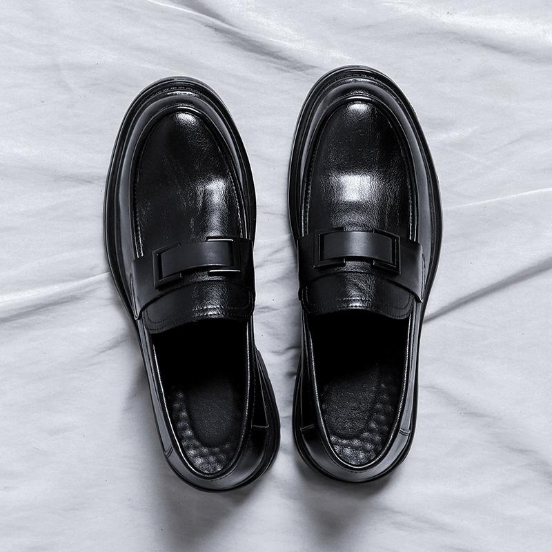 

Мужские туфли из натуральной кожи, весна 2025, новые мужские кожаные туфли на шнуровке, с мягкой подошвой, черные, нескользящие, на плоской подошве, рабочие туфли 2158-R 38 чёрный