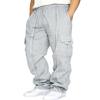 Men's New Sports Leisure Plus Velvet Leg Multi-pocket Lace Loose Overalls Trousers Casual Pants
