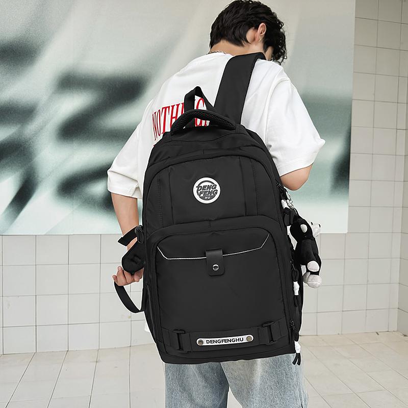 Contrast Color Backpack Men's Lightweight Travel Backpack Large Capacity Student Schoolbag