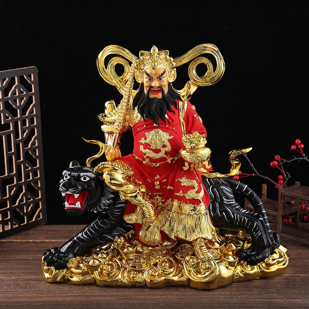 God of Wealth Zhao Gongming Rresin Statue of Tiger Resin Statue of Buddha Home Offering