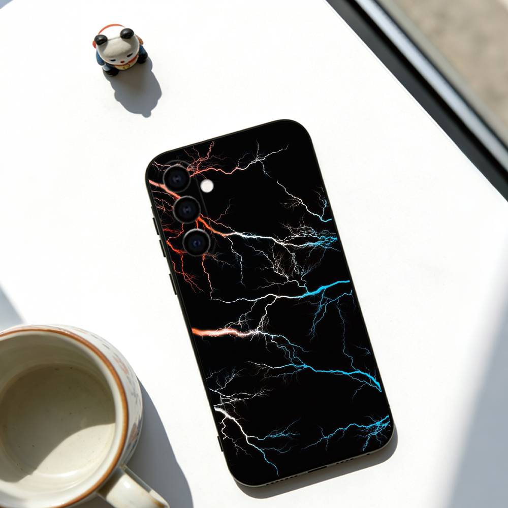 Lightning Texture Phone Case For Samsung Galaxy A73,A72,A71,A70,A53,A52,A51,Soft Silicone Black Cover