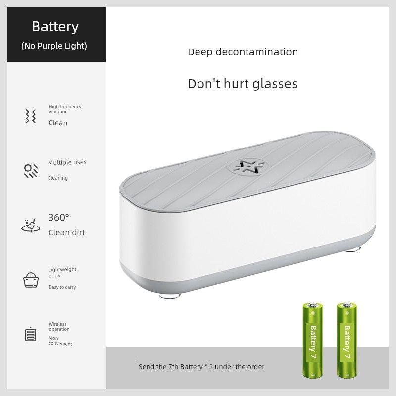 

Ultrasonic Cleaning Machine For Home Small Tooth Socket Automatic Jewelry Washing Cosmetic Contact Lenses Invisible Cleaning Case Battery-Powered, Off-White Color + Aaa Batteries