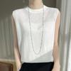Women's 2024 Spring Ice Silk 3D Crochet Knit Vest – Loose, Round Neck, Short Style