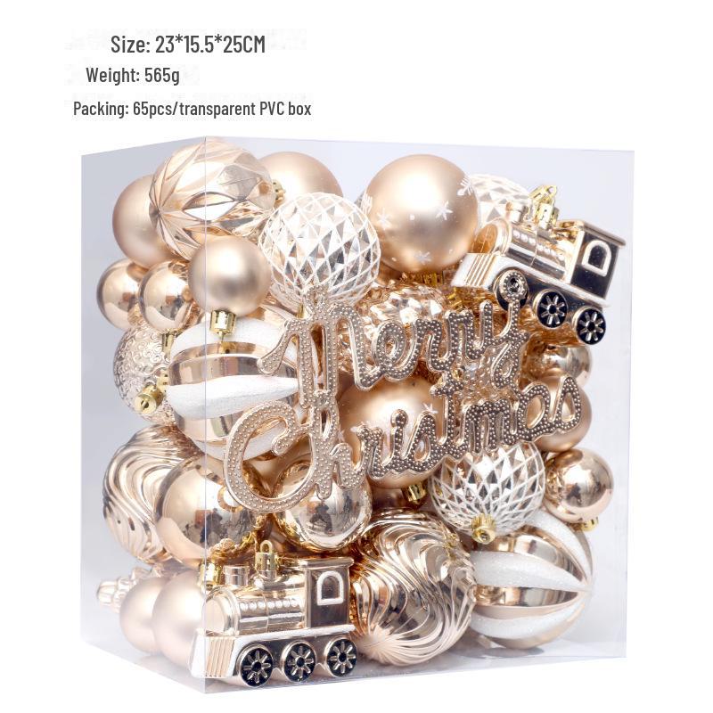 65-Piece Painted Christmas Ball Ornament Set for Tree Decorations