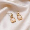 2026 New Elegant Pearl Block Pendant Gold Color Metal Waterdrop Earrings Trendy Jewelry Fashion Accessory for Women and Girl