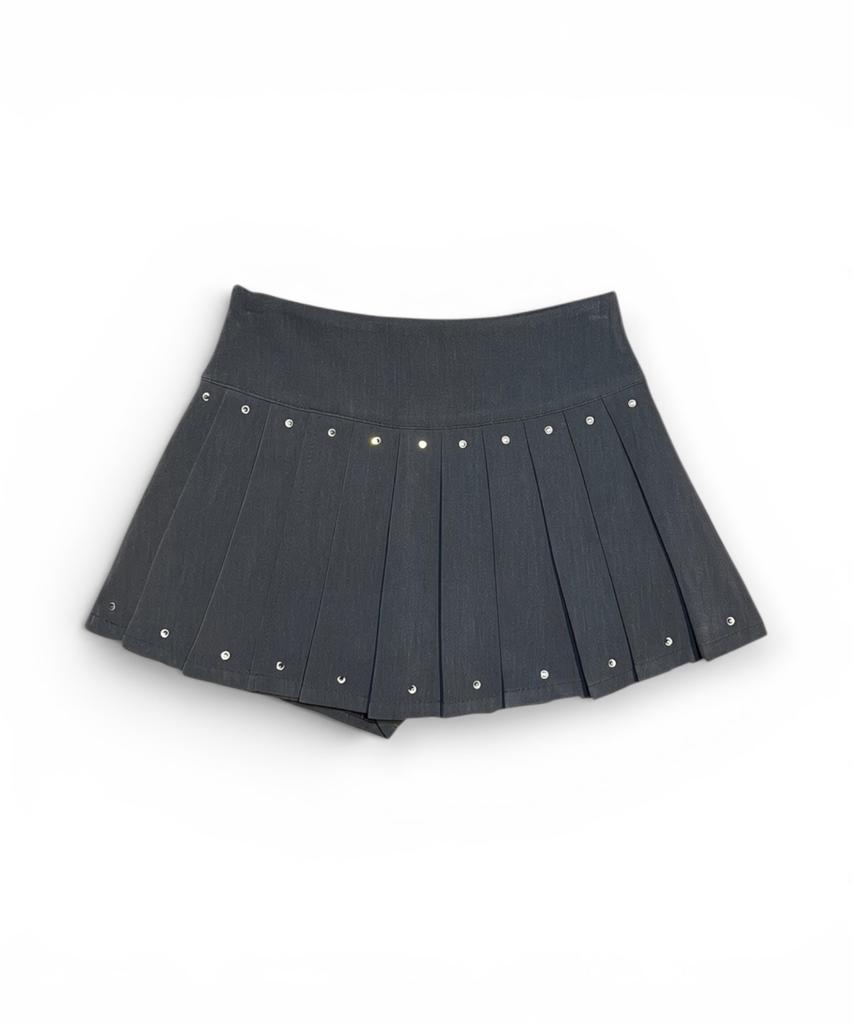 Bonseullipi Essential Crystal Stud Pleated Skort (Gray)