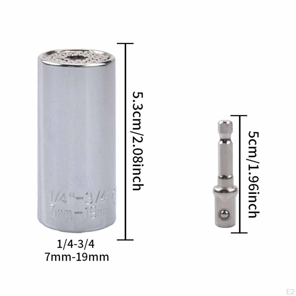 Universal Sockets Super DIY Handyman Metric 7mm-19mm Steel Multifunctional with Power Drill