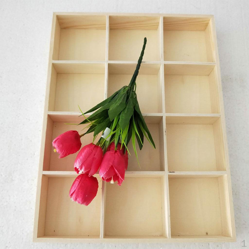 Grocery Storage Wooden 12 Grids Organizer Retro Divided Compartments Pastoral Lattice Display Case