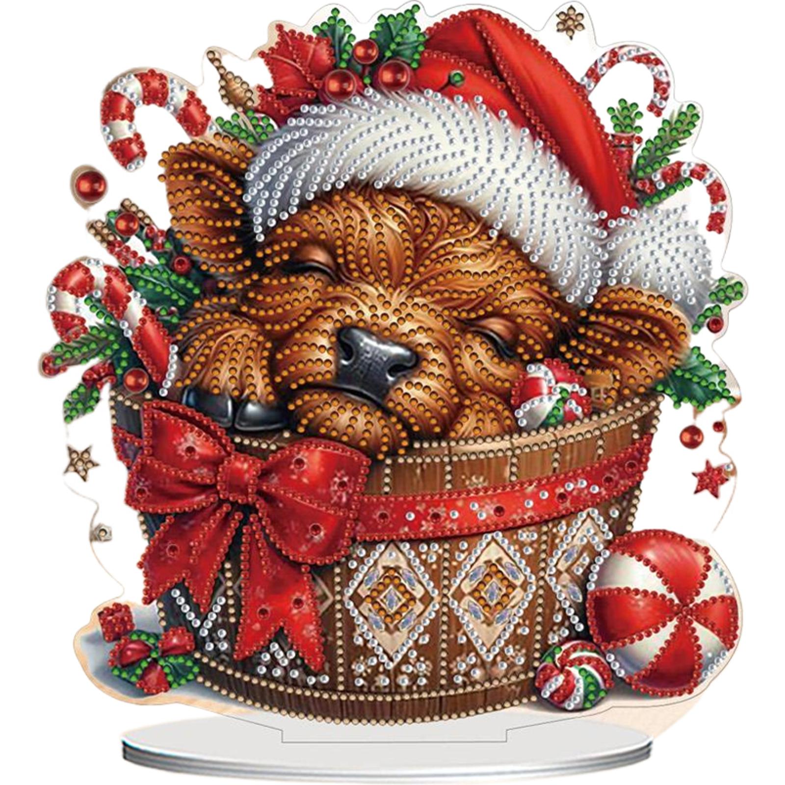 

2D Flat Print Christmas Yak DIY Table Top Diamond Painting Ornament Kits Desktop Diamond Art Kits for Home Office Desktop Decor