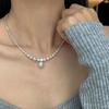 Elegant Silver Pearl & Diamond Choker Necklace - Light Luxury, Exquisite Design, Women's Clavicle Chain