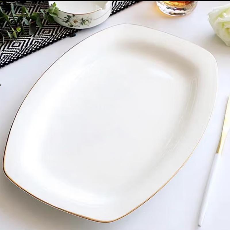 Taisun Gold Rim Square Fish Plate