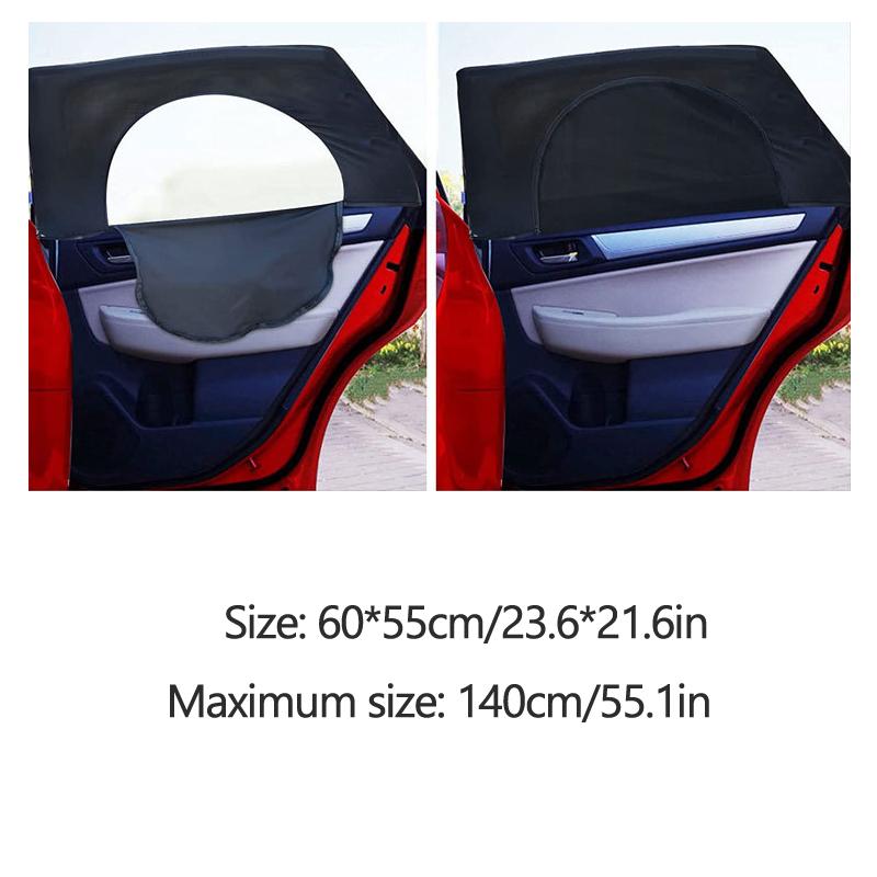 2pc Car Shade Curtain Door Window Mesh Curtain Double Shade Heat Insulation Zipper