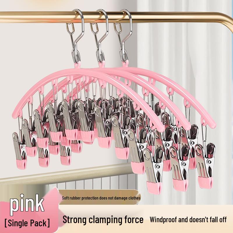 Stainless Steel Windproof Sock Clips & Multi-Functional Drying Hanger