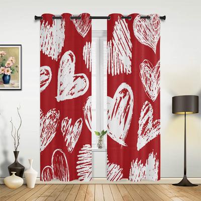Rideaux Fenêtre Amour Dessinés à la Main pour la Saint-Valentin Salon Chambre Rideau Moderne Cuisine Stores Draperies Rideaux