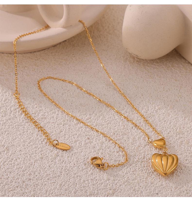 Heart Tassel Pendant Necklace: European & American Design, Titanium Steel Jewelry for Women