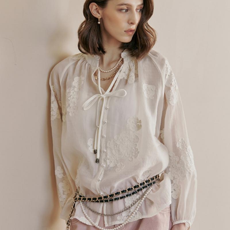 Maxza Bohemian Floral Embroidery Volume Sleeve Blouse Ze05qb403nh