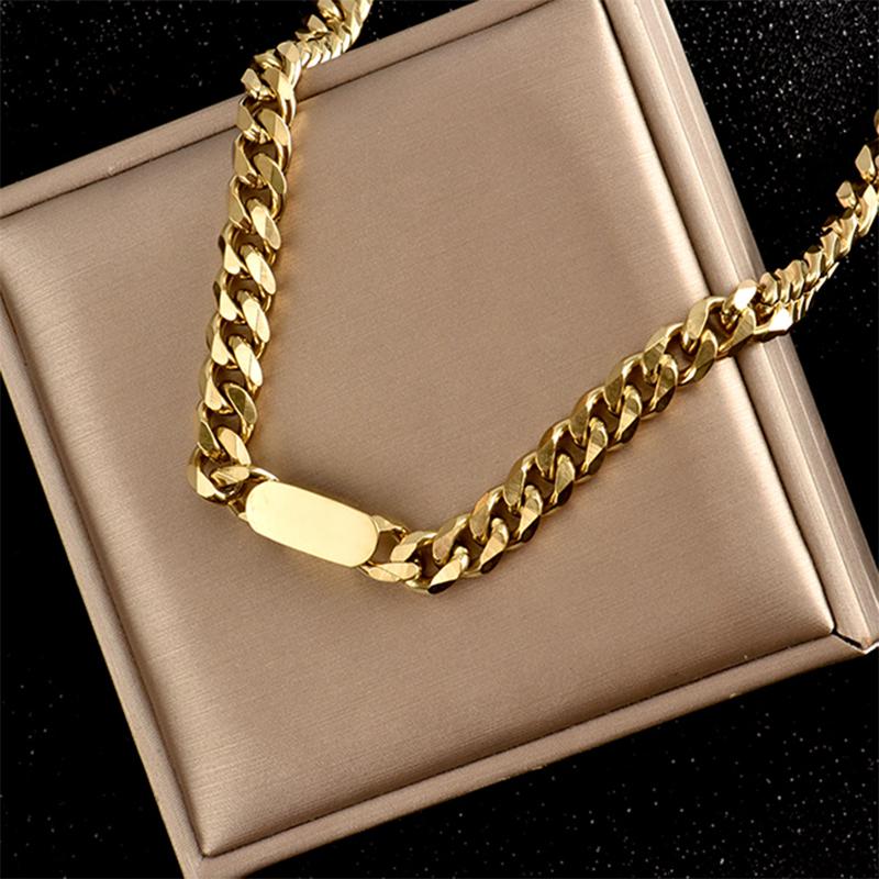 DIEYURO 316L Stainless Steel Thick Chain Necklace Female Fashion Retro Hip-hop Punk Prevent Allergy Mujer Bijoux