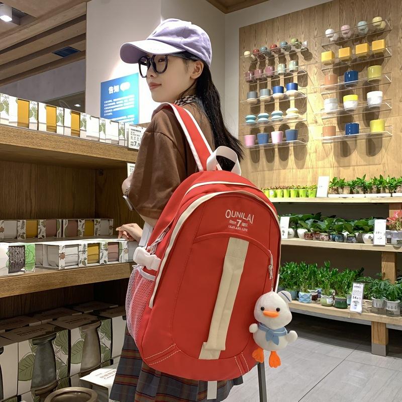 

Новый рюкзак мужской и женский для отдыха, походный рюкзак из нейлона, многоцветный, для улицы, школьный рюкзак для студентов и пар красный