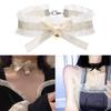 Bow-Knot Choker Collar Necklace Vintage Soft Lace Neck Cahin Ribbon Necklaces