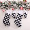 New Cross-border Christmas Decoration Plaid Plush Christmas Stocking Hanging Ornament
