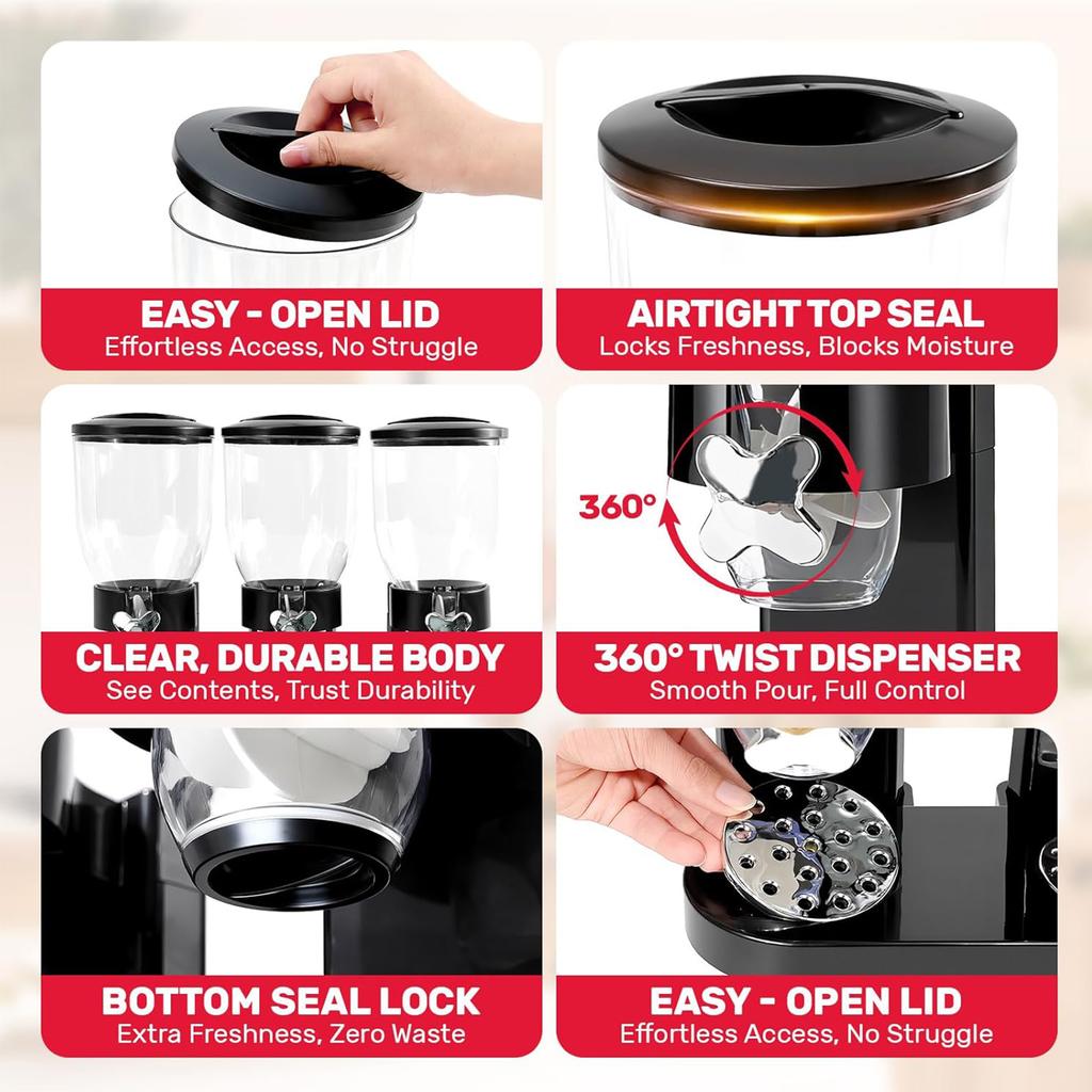 Food Storage Dispenser Plastic Food Storage Grain Distributor Rotating Knob Candy Dispenser for Candy Nuts Grains Granola Snack