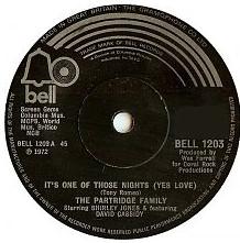 

7inch Record PARTRIDGE FAMILY Its One Of Those Nights Yes Love BELL1203 Bell Records 1972 UK Pop Used