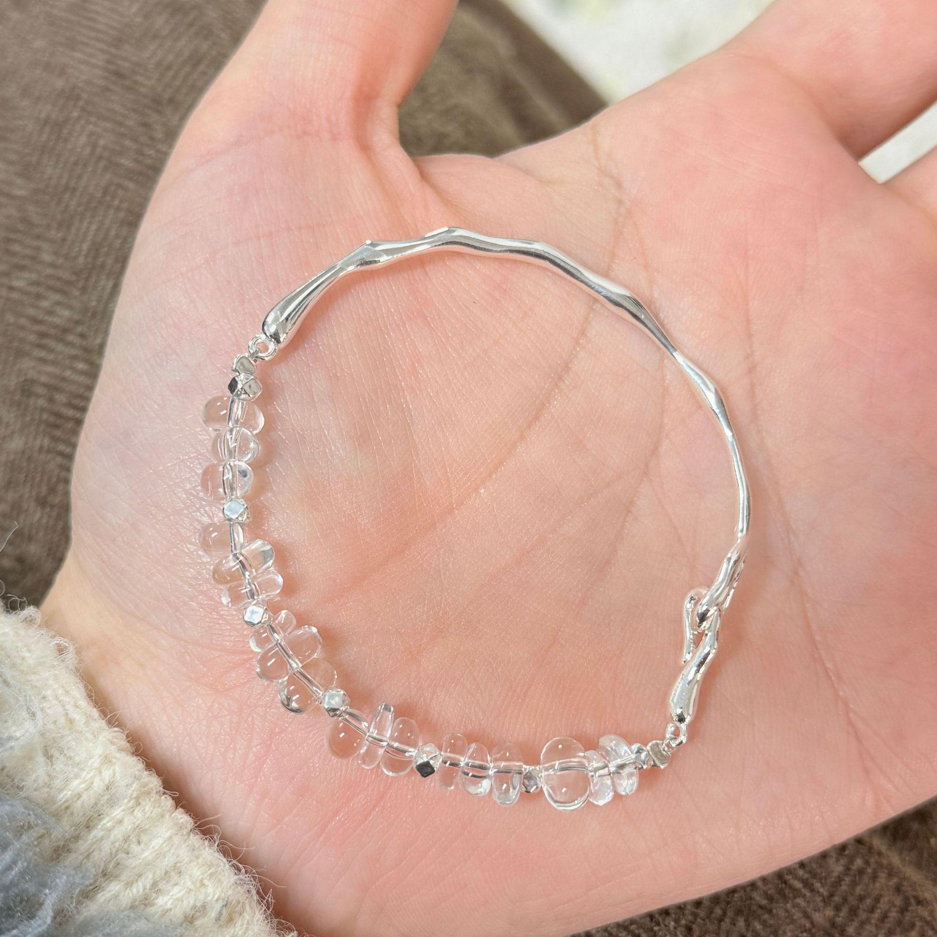 

Браслет из стерлингового серебра 925 пробы с белым кристаллом в форме капли: Элегантные, Высококлассные, Ледяно-прозрачные Женские Украшения 925 Silver