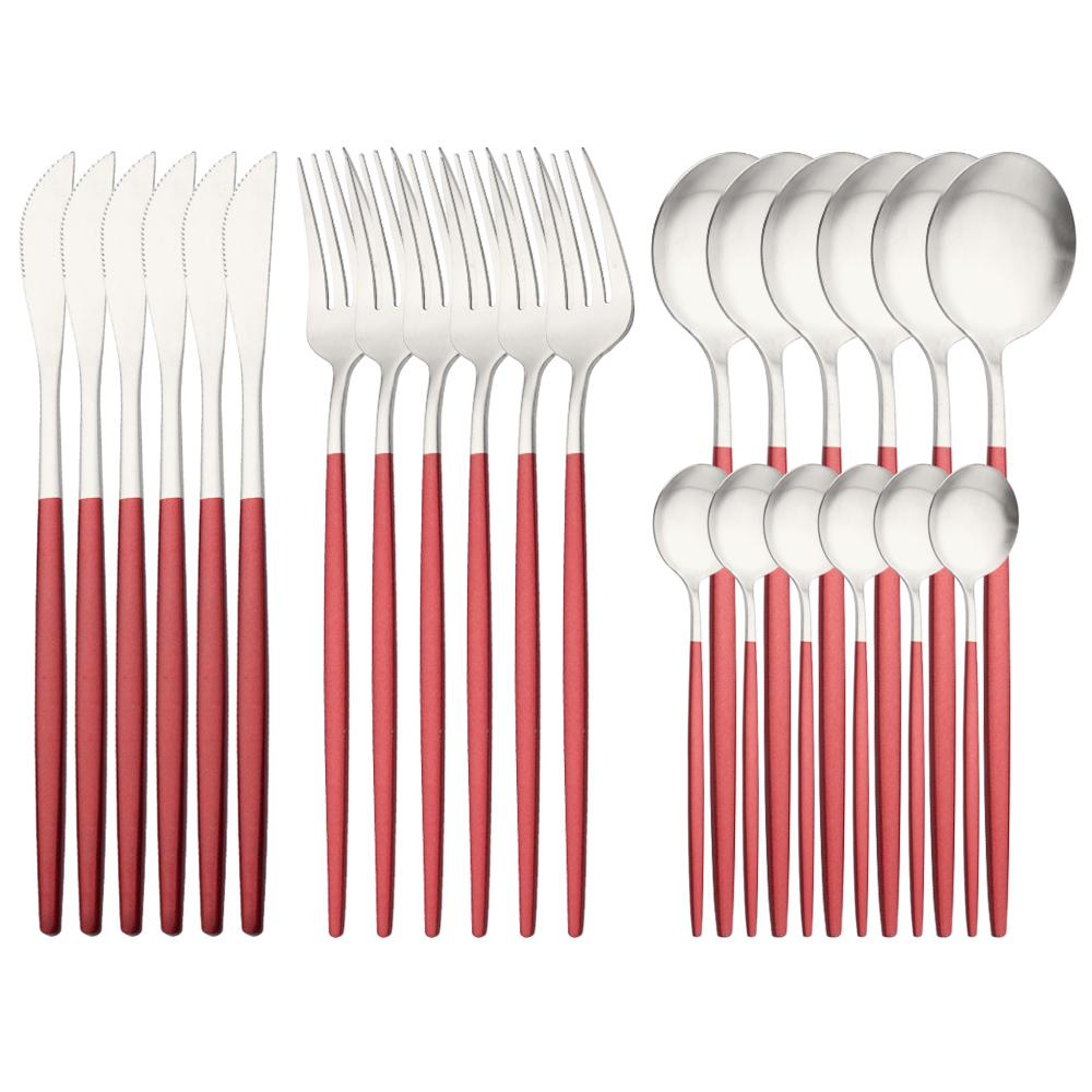 24Pcs Rainbow Cutlery Set 304 Stainless Steel Flatware Silverware Set Knife/Fork/Spoon/Teaspoon Tableware Set for Home