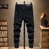 Modisch Trendige Slim Denim Jeans Herren Used Risse Löcher Patches Frühling Herbst Lässiges Design Koreanische Luxus Kleidung Hosen