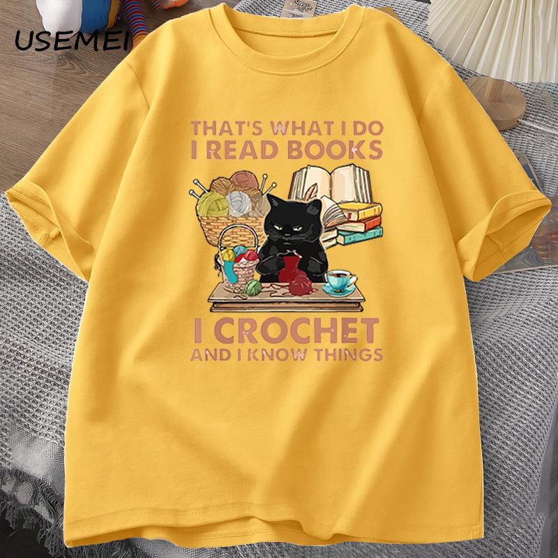 Funny Cat T Shirt for Men Women That's What I Do I Read Books I Sew and I Know Things Cat T-shirts Summer Cotton Vintage Tops