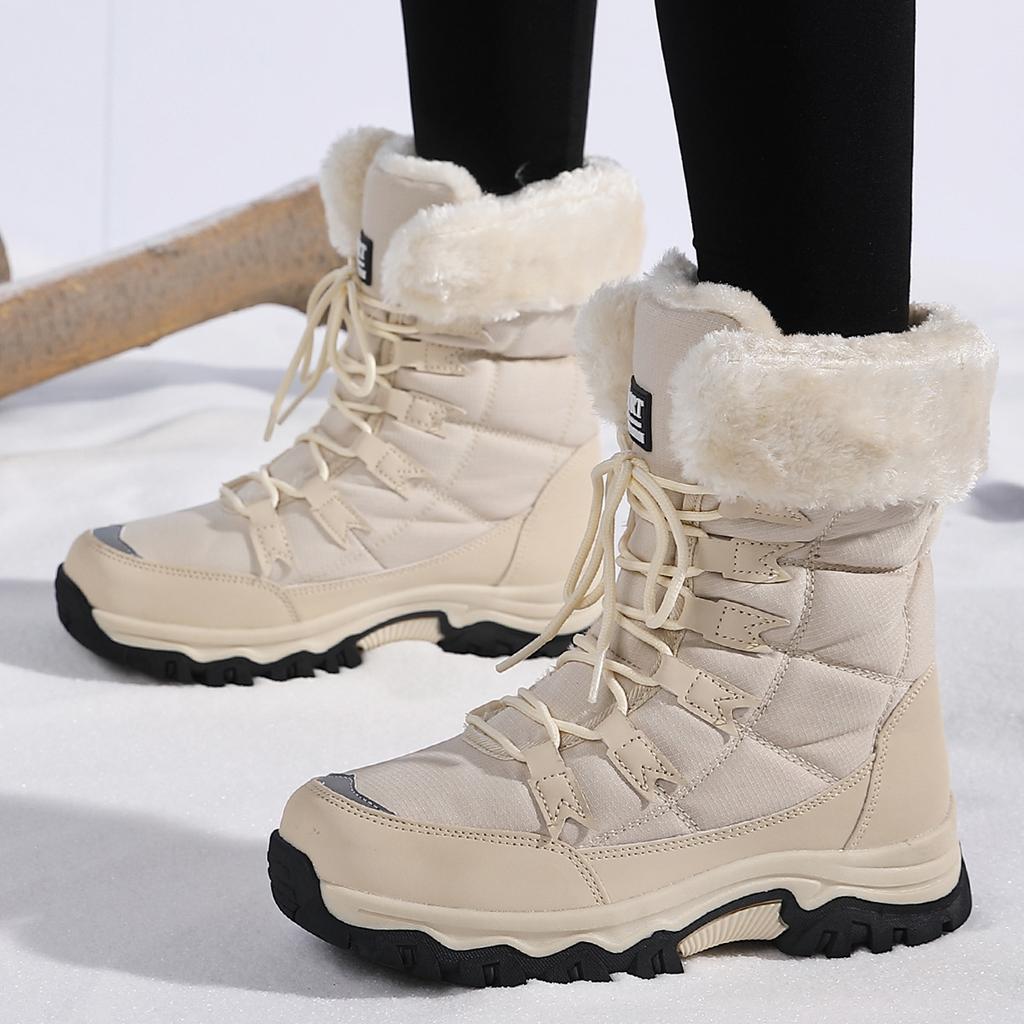 Winter Snow Boots Womens Non Slip Outdoor Waterproof Mid Calf Boots with Warm Faux Fur Lined Fashion Shoes 2025