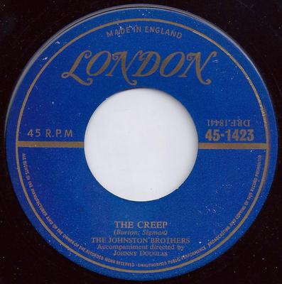 7inch Record JOHNSTON BROTHERS - The Creep / Crystal Ball 451423 London Records 1954 US Rock Used