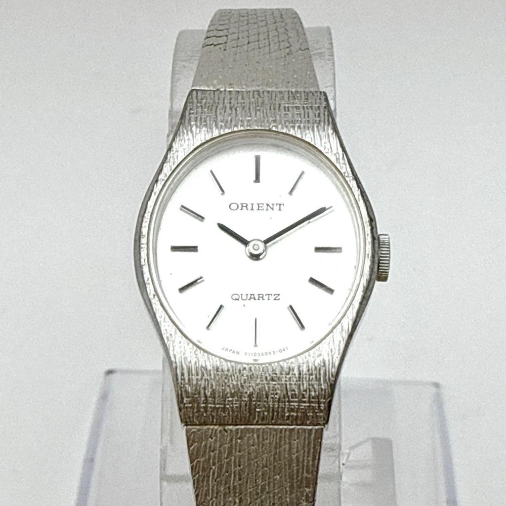 Used C180 [Working/Antique/Battery replaced] ORIENT Orient Quartz Oval Case Bracelet Type Ladies Watch