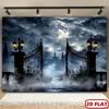 A 2D Depiction of a Gothic Castle Illuminated by the Full Moon Is Made of Polyester.zyc