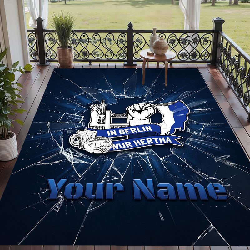 Custom Text Printed Rug hertha bsc Non Slip Floor Carpet For Home Room Decor