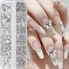 12Grid 3D Mutil-Shapes Shiny Red Diamond Nail Rhinestones SS6-SS16 Round Crystals Nail Gems Luxury Glass Nail Art Gems Decor Y5#