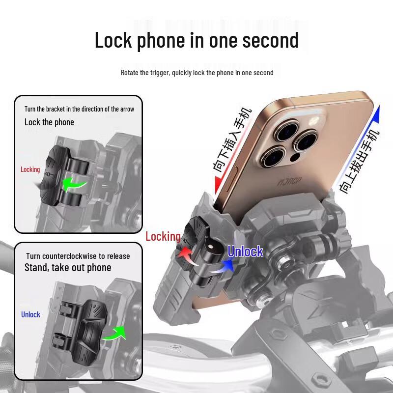 Lishi Motorcycle & E-Bike Charging Phone Holder