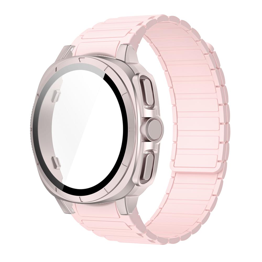 PC Case+Strap Upgrade To Ultra 47mm for Samsung Galaxy Watch 7 40mm 44mm No Gaps Silicone Magnetic Band PC Tempered Glass Screen