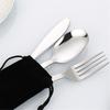Stainless Steels Utensils Flatware Camping Cutlery Set with Carabiner Fork Spoon Cutter for Outdoor Picnics Hikings