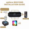UpHere ARGB 120 mm PC-Gehäuselüfter, 6-PIN-Anschluss, leise, hohe Leistung, 5 V, 3-PIN-ARGB-Motherboard, AURA Sync, Sync-Lüfter-Hub, Fernbedienung enthalten, 6 Stück, 1 Set, Schwarz
