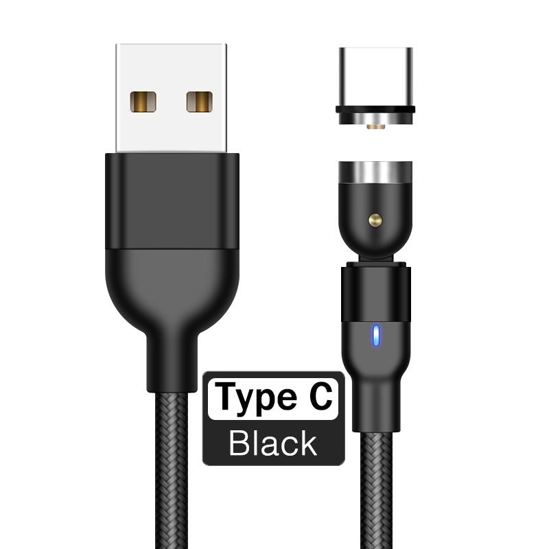 ROCK Magnetic USB Cable For iPhone Charger 540 Degree Rotate USB Type C Cable For Xiaomi Samsung Magnet Charge Micro USB Cable