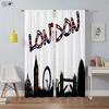 High Quality City Building 3d Printed Window Drapes Night View Hand Painted Industrial Design Room Darkening Heat Insulation Curtains
