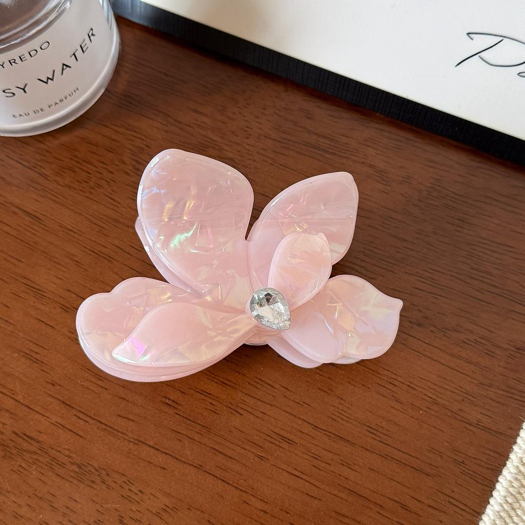 9.5/6cm Acrylic Flower Hair Claw Colorful Rhinestone Floral Hair Crab Clip High Quality Ponytail Hairpin for Women Girl Headwear