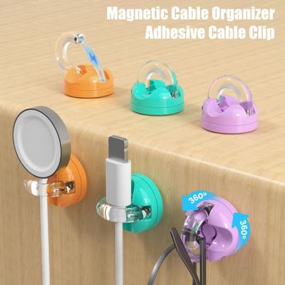3/6Pcs Magnetic Cable Organizer Clip Rotatable Self-adhesive Desk Phone Charging Data Cord Holder Keeper Power Wire Management Clamp