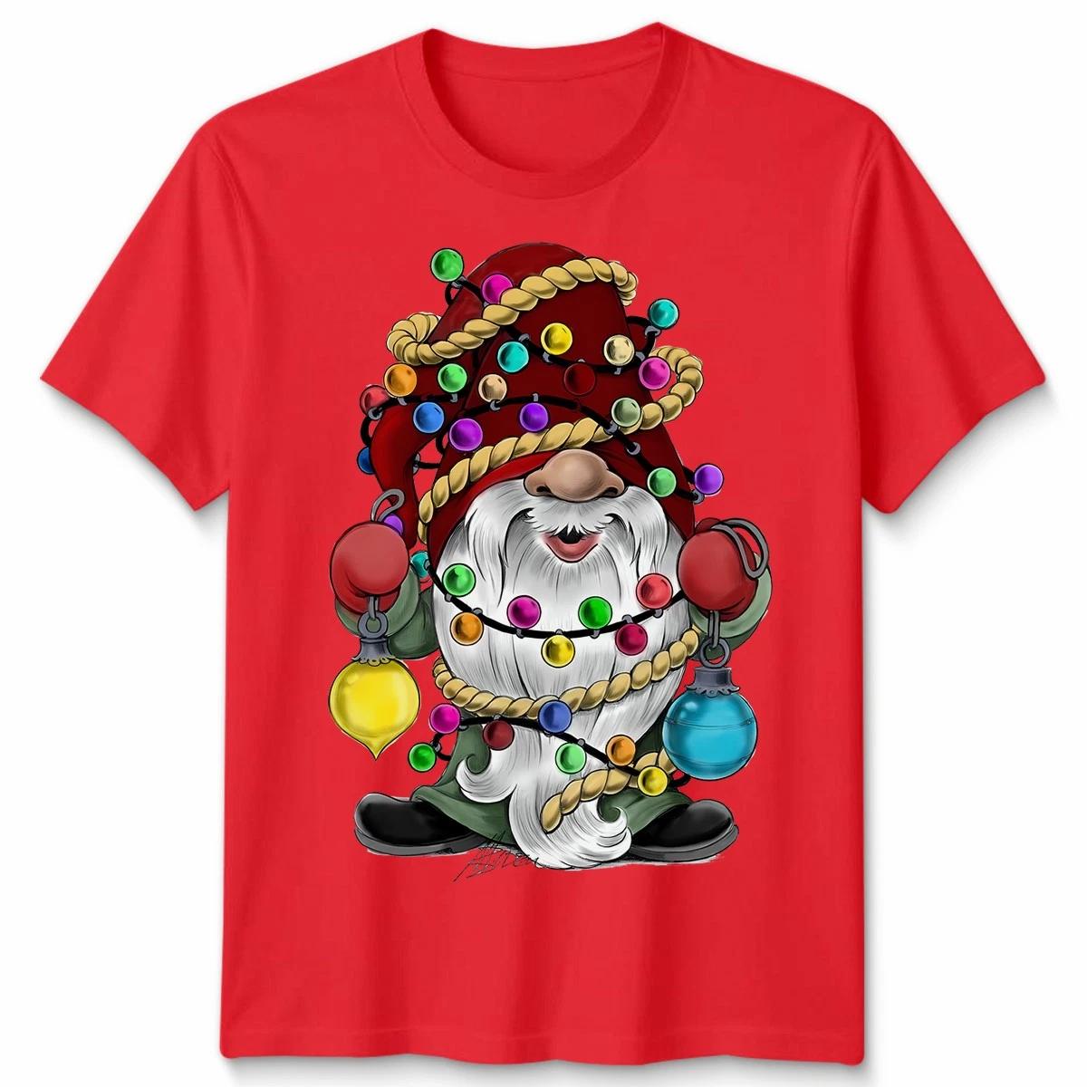 

Christmas Gnome with String Lights T shirt Funny Unisex Funny Holiday Tee #MC37 2XL