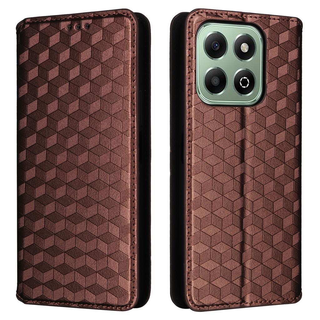 Für Honor X6b 4G Kratzfestes PU-Lederetui Rautenmuster Prägung Brieftasche Ständer Handyhülle