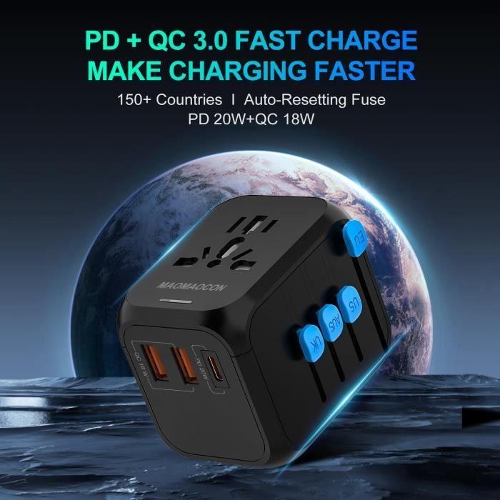 Universal Travel Adapter with Pd20w, 2 Usb, 1 Usb C and 1 Ac Socket - Maomaocon